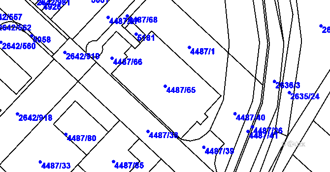 Parcela st. 4487/65 v KÚ Kuřim, Katastrální mapa