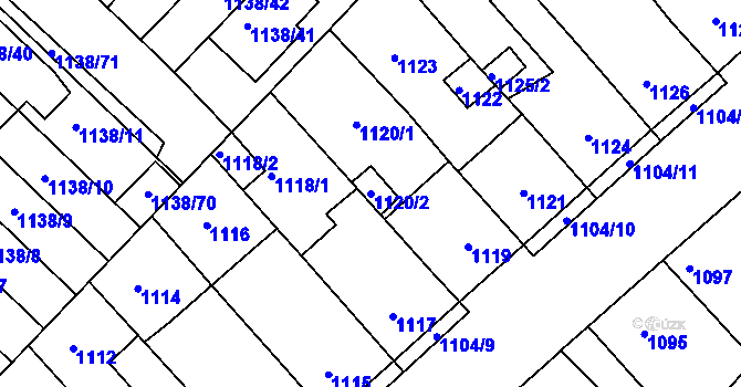 Parcela st. 1120/2 v KÚ Kuřim, Katastrální mapa