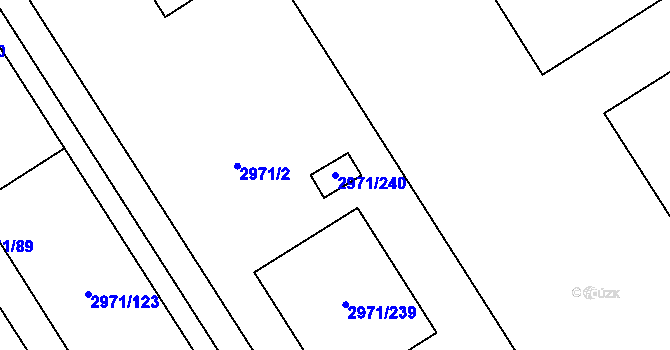 Parcela st. 2971/240 v KÚ Kuřim, Katastrální mapa