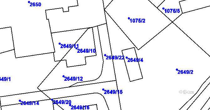 Parcela st. 2649/22 v KÚ Kuřim, Katastrální mapa