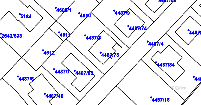 Parcela st. 4487/73 v KÚ Kuřim, Katastrální mapa