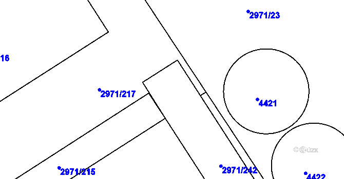 Parcela st. 2971/241 v KÚ Kuřim, Katastrální mapa