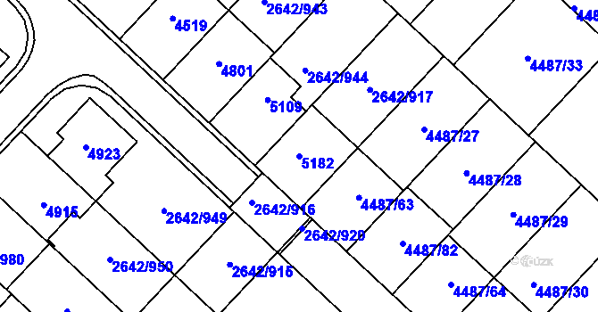 Parcela st. 5182 v KÚ Kuřim, Katastrální mapa