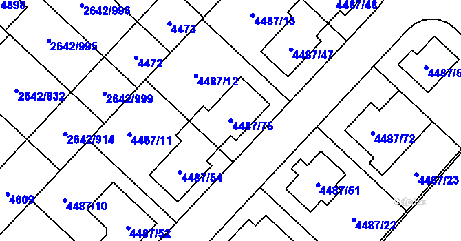 Parcela st. 4487/75 v KÚ Kuřim, Katastrální mapa