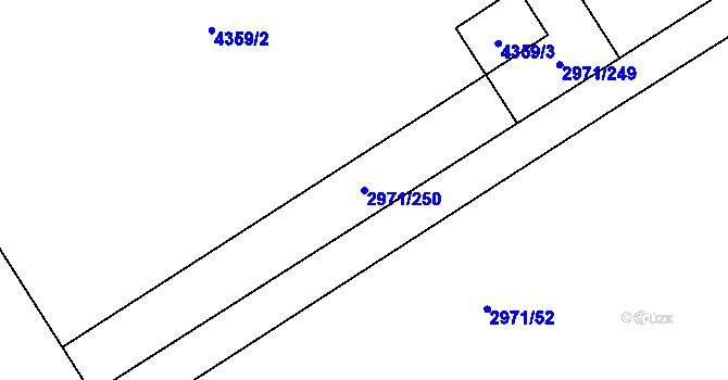 Parcela st. 2971/250 v KÚ Kuřim, Katastrální mapa