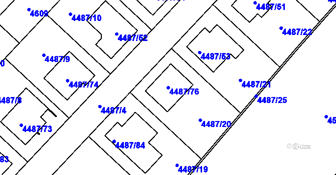 Parcela st. 4487/76 v KÚ Kuřim, Katastrální mapa