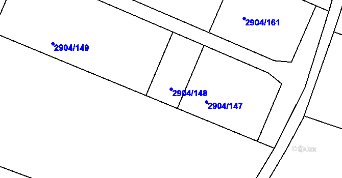 Parcela st. 2904/148 v KÚ Kuřim, Katastrální mapa