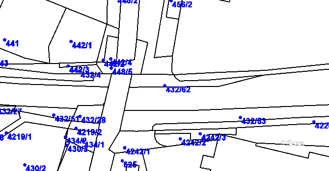 Parcela st. 432/62 v KÚ Kuřim, Katastrální mapa