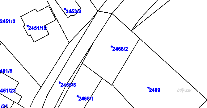 Parcela st. 2468/2 v KÚ Kuřim, Katastrální mapa