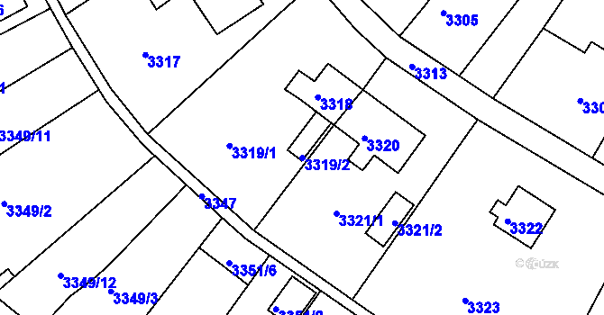 Parcela st. 3319/2 v KÚ Kuřim, Katastrální mapa