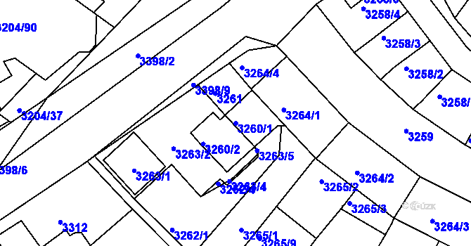 Parcela st. 3260/1 v KÚ Kuřim, Katastrální mapa