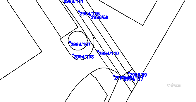 Parcela st. 2994/110 v KÚ Kuřim, Katastrální mapa