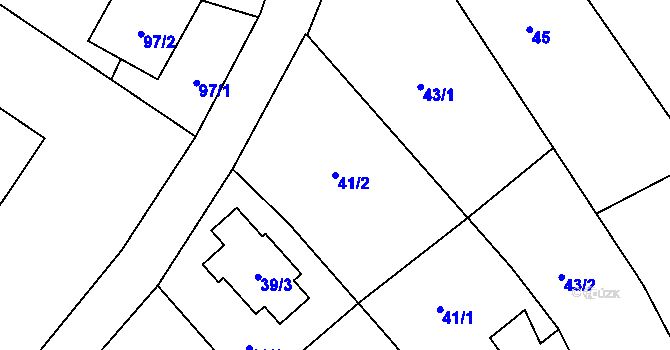 Parcela st. 41/2 v KÚ Kuřim, Katastrální mapa