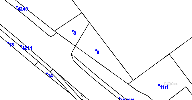 Parcela st. 9 v KÚ Kuřim, Katastrální mapa