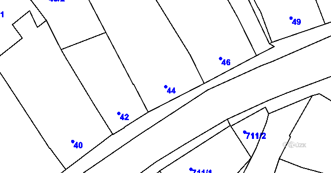 Parcela st. 44 v KÚ Kuřim, Katastrální mapa