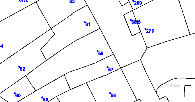 Parcela st. 59 v KÚ Kuřim, Katastrální mapa