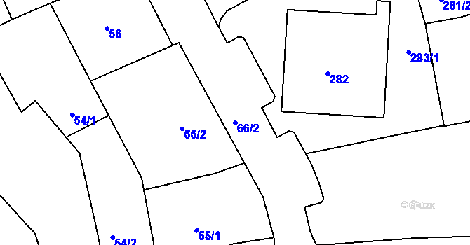 Parcela st. 66/2 v KÚ Kuřim, Katastrální mapa