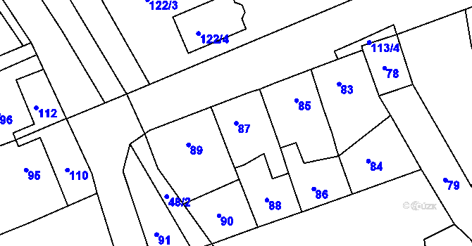 Parcela st. 87 v KÚ Kuřim, Katastrální mapa