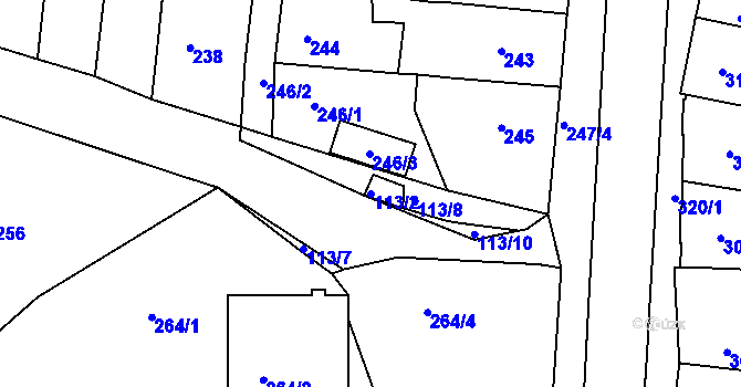 Parcela st. 113/2 v KÚ Kuřim, Katastrální mapa