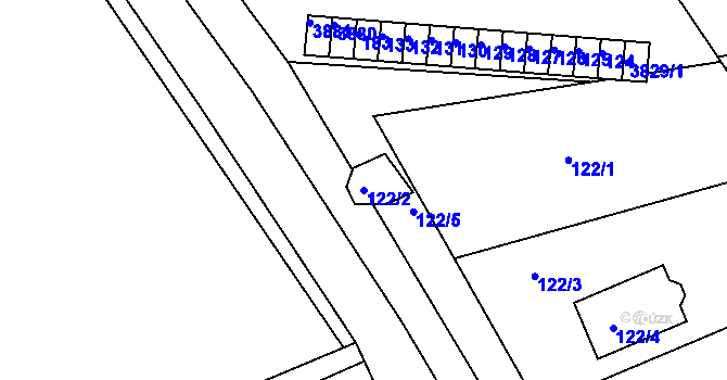 Parcela st. 122/2 v KÚ Kuřim, Katastrální mapa