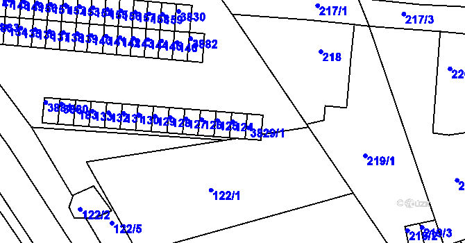 Parcela st. 124 v KÚ Kuřim, Katastrální mapa