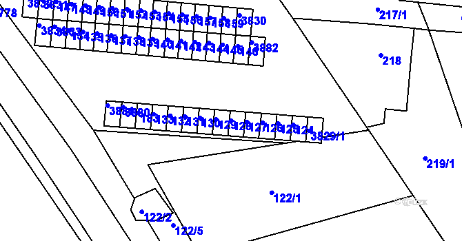 Parcela st. 128 v KÚ Kuřim, Katastrální mapa