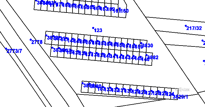 Parcela st. 140 v KÚ Kuřim, Katastrální mapa
