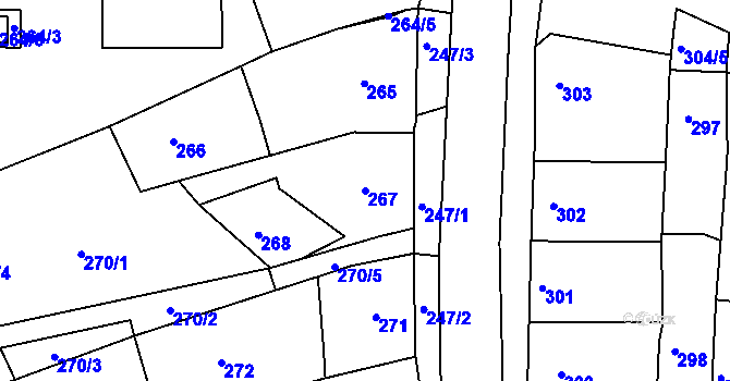 Parcela st. 267 v KÚ Kuřim, Katastrální mapa