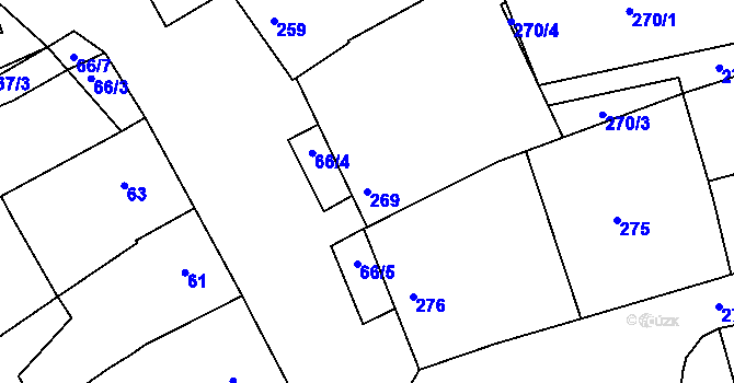 Parcela st. 269 v KÚ Kuřim, Katastrální mapa