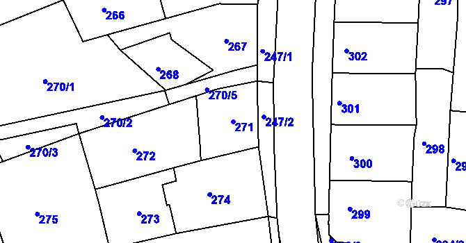 Parcela st. 271 v KÚ Kuřim, Katastrální mapa