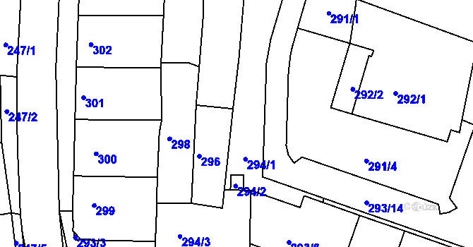 Parcela st. 294 v KÚ Kuřim, Katastrální mapa