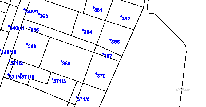 Parcela st. 367 v KÚ Kuřim, Katastrální mapa