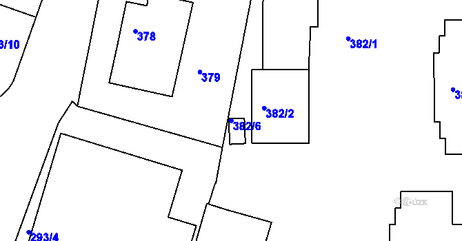 Parcela st. 382/6 v KÚ Kuřim, Katastrální mapa