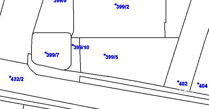Parcela st. 399/5 v KÚ Kuřim, Katastrální mapa