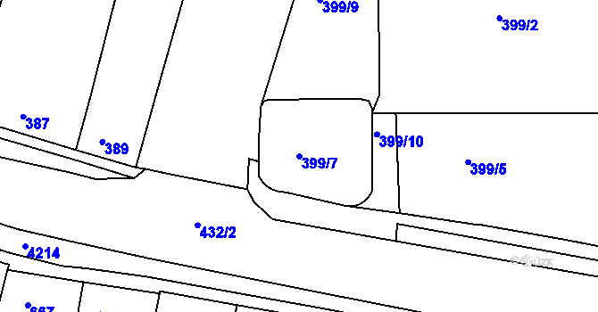 Parcela st. 399/7 v KÚ Kuřim, Katastrální mapa