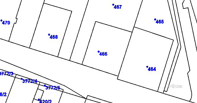 Parcela st. 466 v KÚ Kuřim, Katastrální mapa