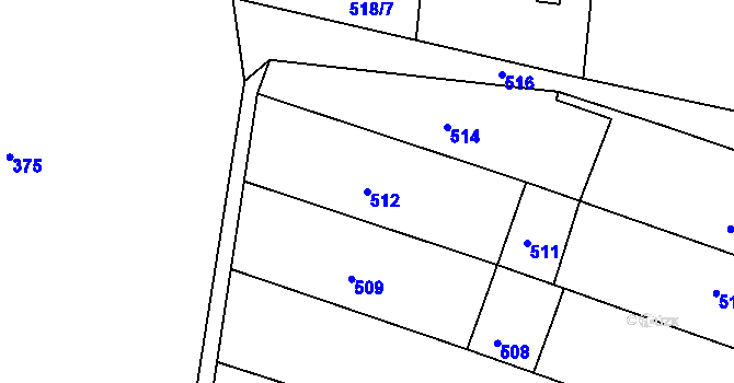 Parcela st. 512 v KÚ Kuřim, Katastrální mapa