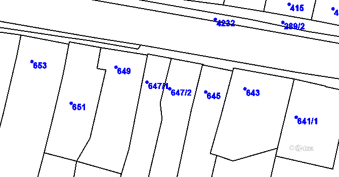 Parcela st. 647/2 v KÚ Kuřim, Katastrální mapa