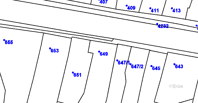 Parcela st. 649 v KÚ Kuřim, Katastrální mapa