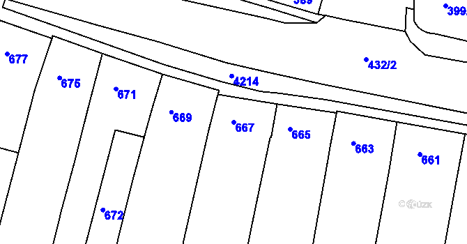Parcela st. 667 v KÚ Kuřim, Katastrální mapa