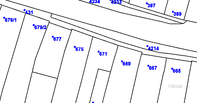 Parcela st. 671 v KÚ Kuřim, Katastrální mapa