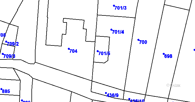 Parcela st. 701/5 v KÚ Kuřim, Katastrální mapa