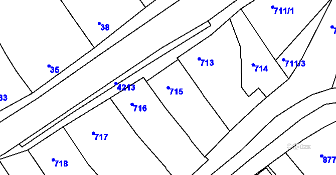 Parcela st. 715 v KÚ Kuřim, Katastrální mapa