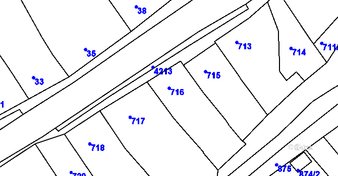 Parcela st. 716 v KÚ Kuřim, Katastrální mapa