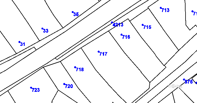 Parcela st. 717 v KÚ Kuřim, Katastrální mapa