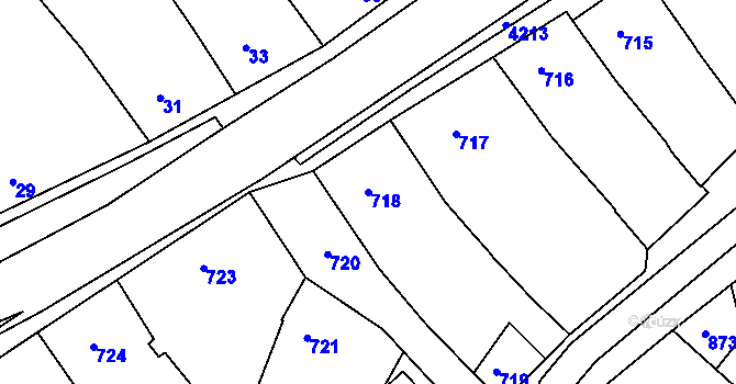 Parcela st. 718 v KÚ Kuřim, Katastrální mapa