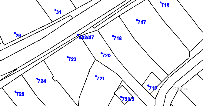 Parcela st. 720 v KÚ Kuřim, Katastrální mapa