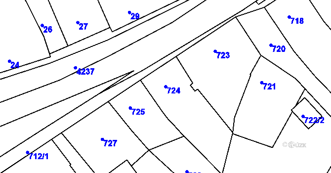 Parcela st. 724 v KÚ Kuřim, Katastrální mapa