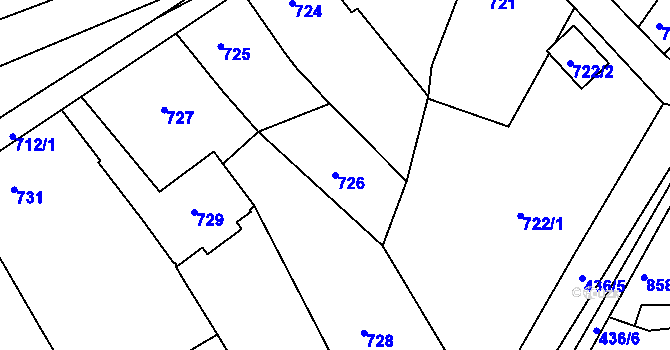 Parcela st. 726 v KÚ Kuřim, Katastrální mapa