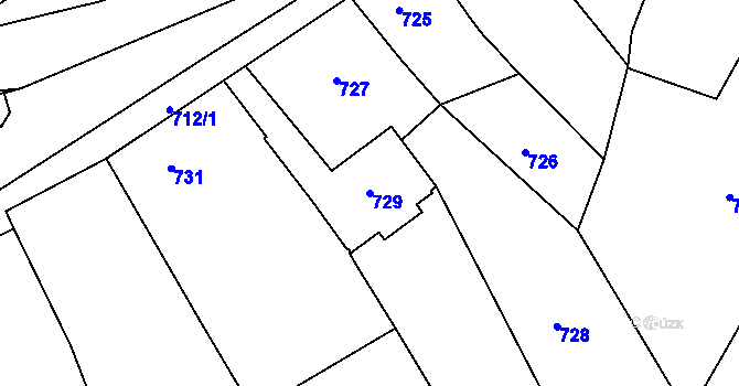 Parcela st. 729 v KÚ Kuřim, Katastrální mapa